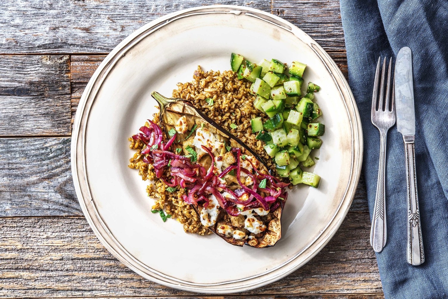 Goat's Cheese coated aubergine