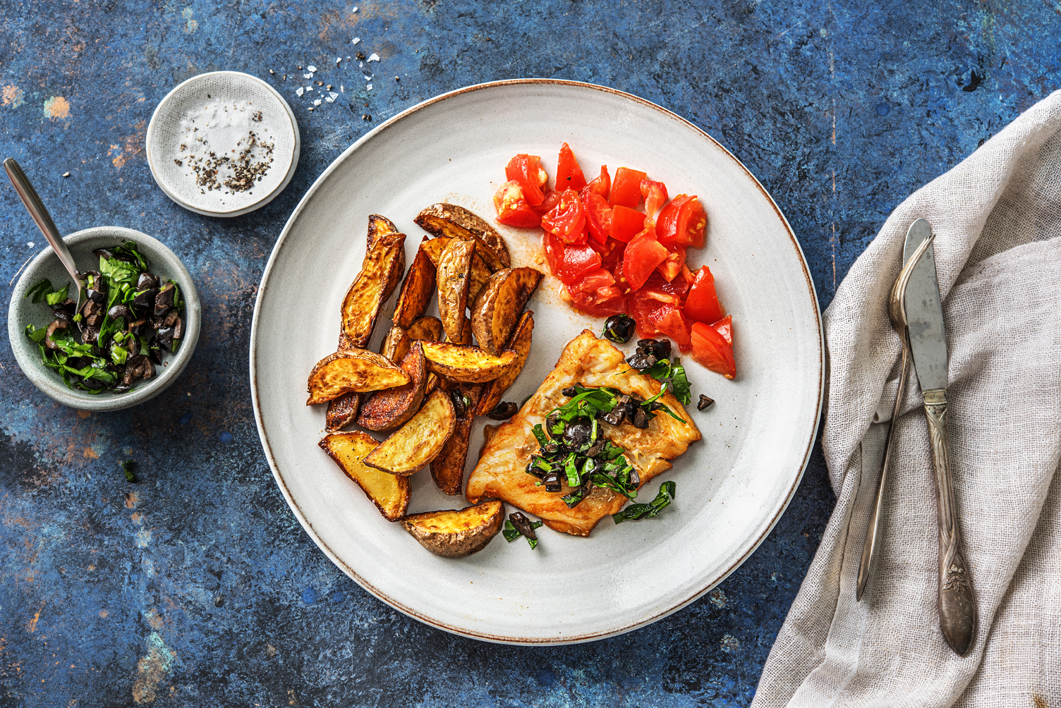 Spanish Style Cod + Chips