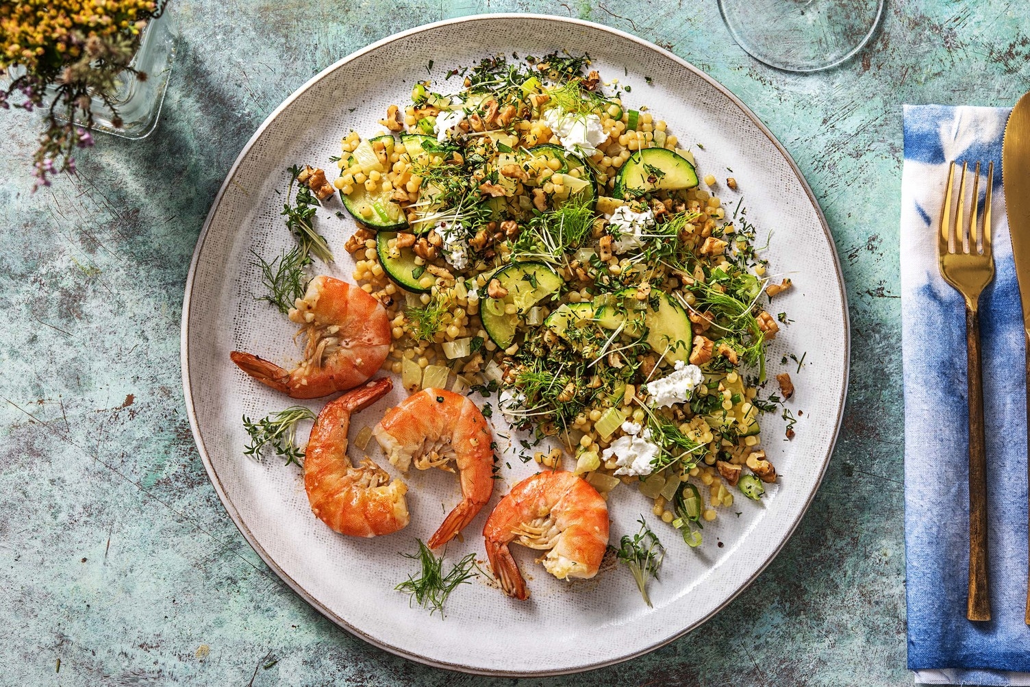 Crevettes poêlées au citron & à l'ail