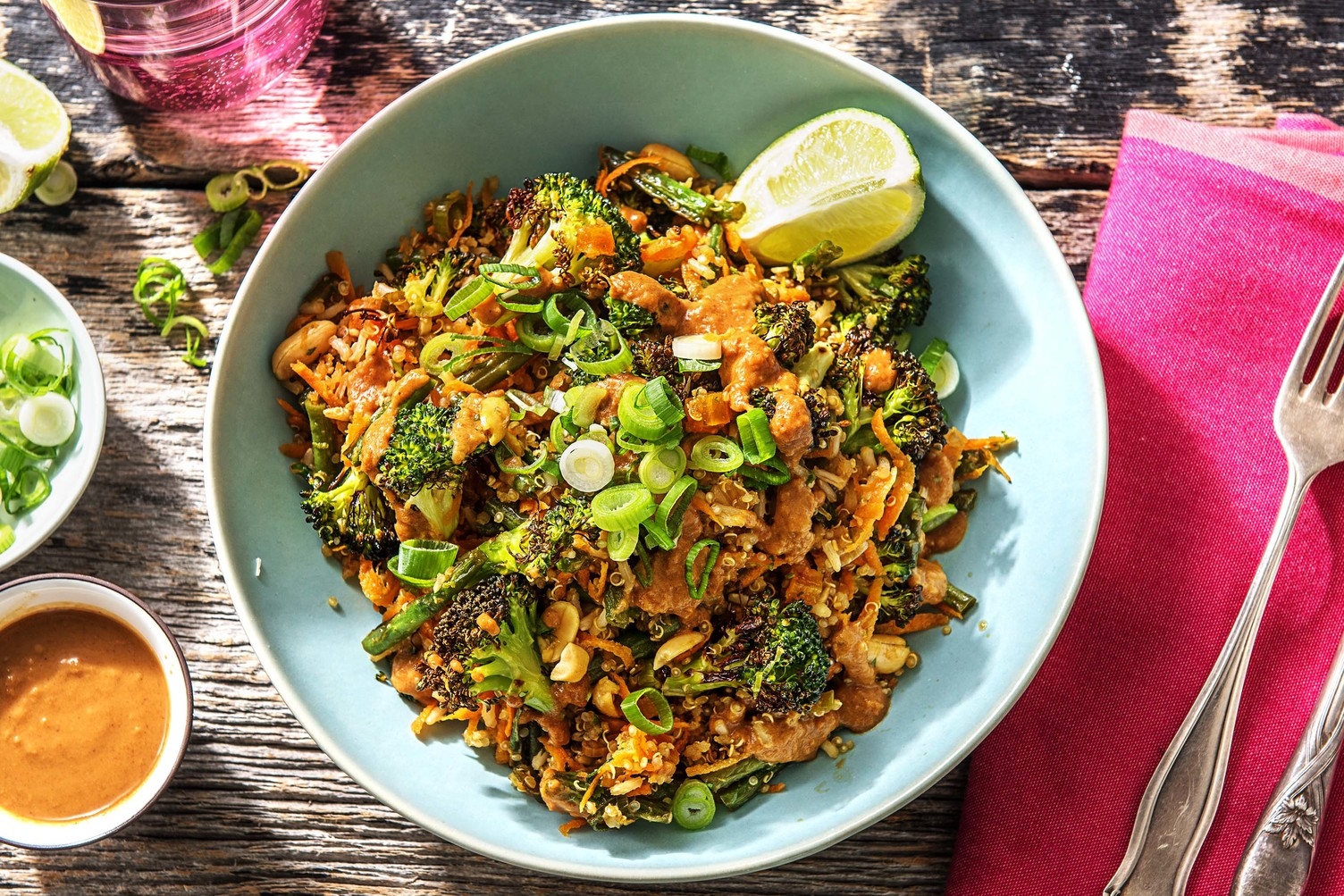 Roasted broccoli mixed grain salad