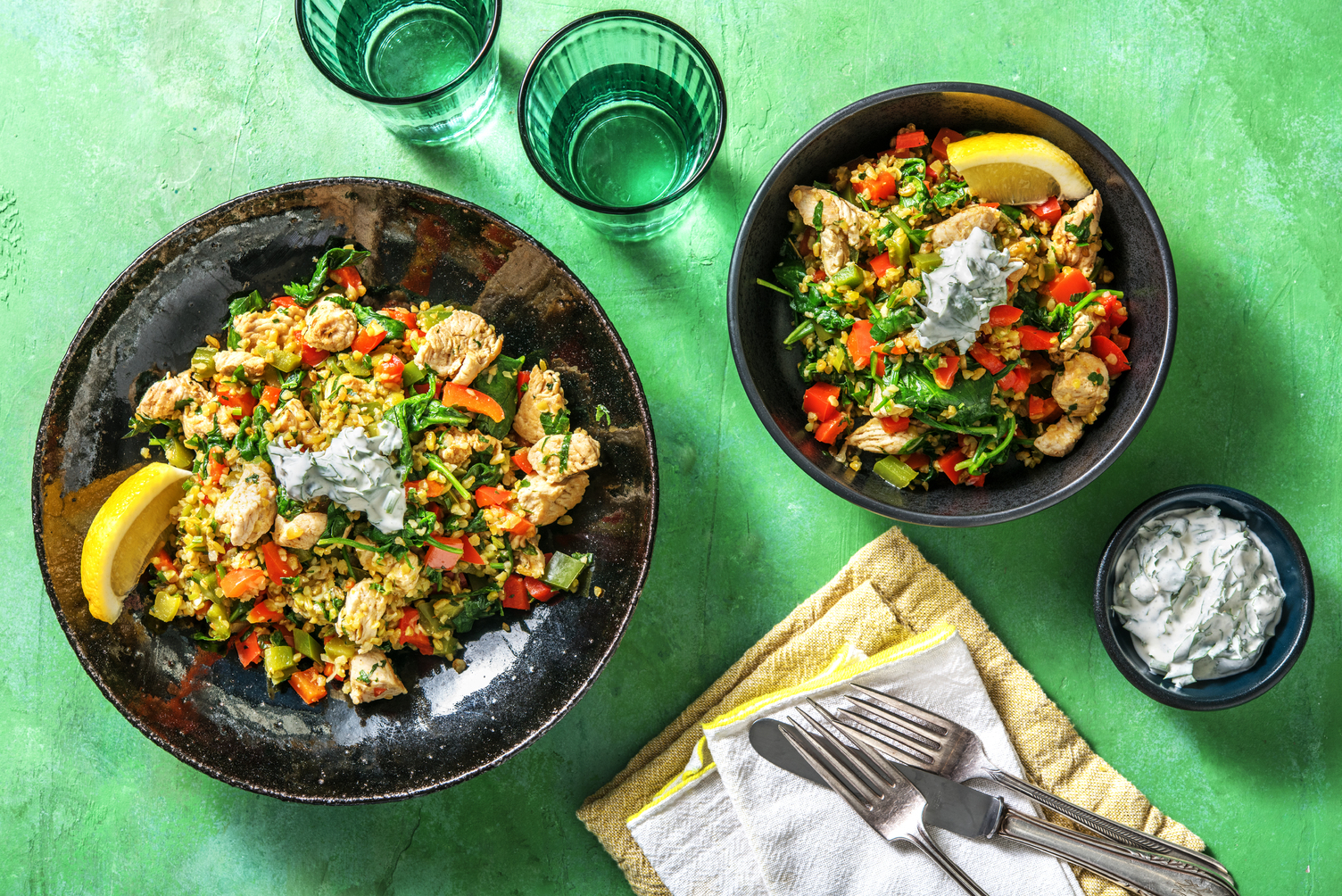 Shwarma Turkey Freekeh Pilaf - no green pepper, no mint  VE version
