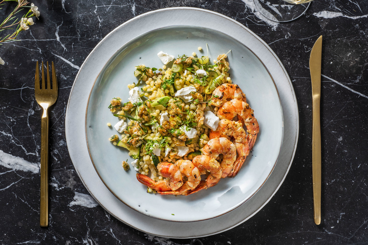 Crevettes poêlées au citron & à l'ail