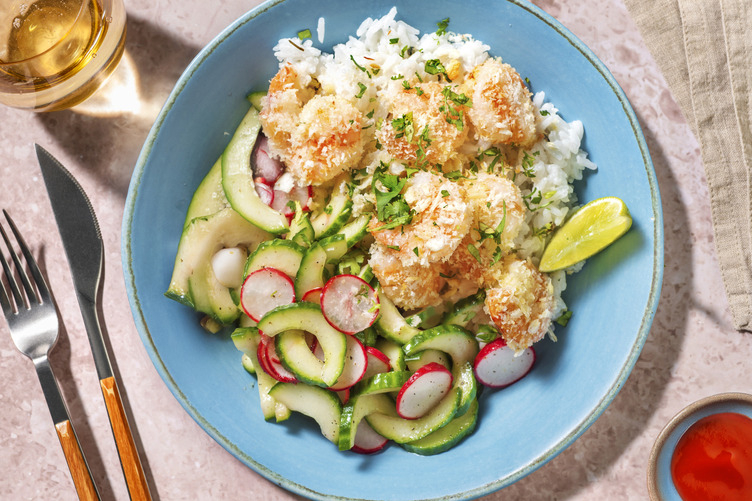 Crevettes croustillantes au panko et sauce kimchi