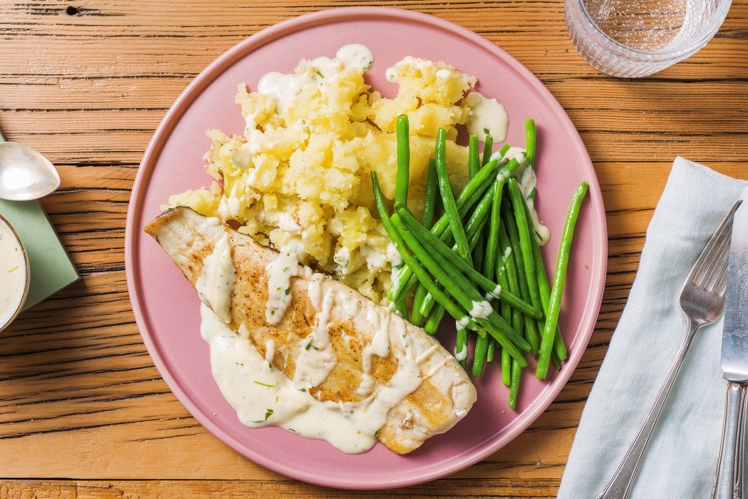 Stekt kummel och krossad potatis