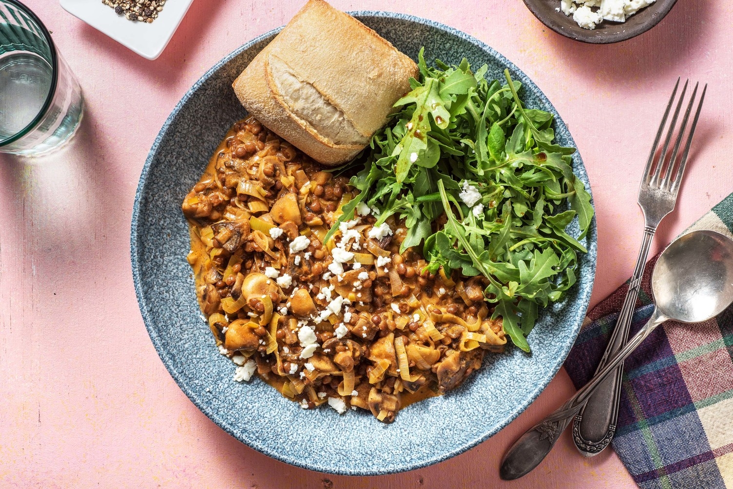 Poêlée de lentilles & champignons à la crème