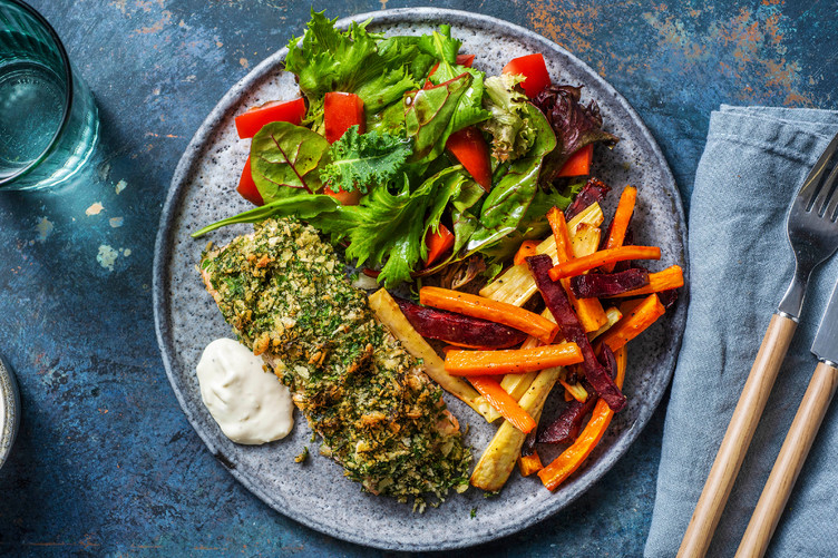 Dukkah- och dillpanerad lax