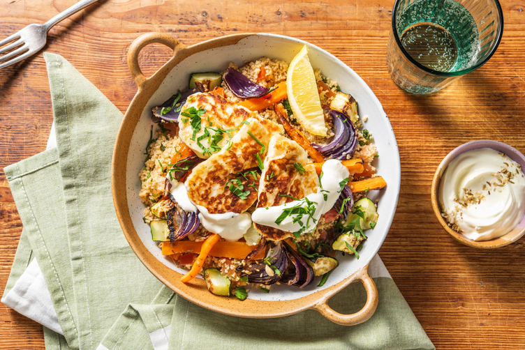 Halloumi och örtcouscous