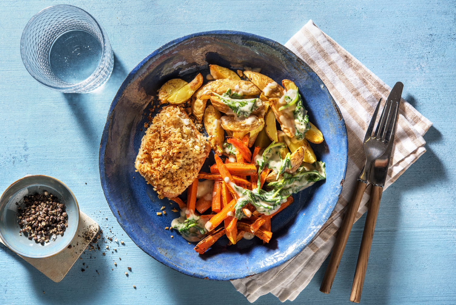 Bio-Hähnchen unter Senfbrösel-Haube