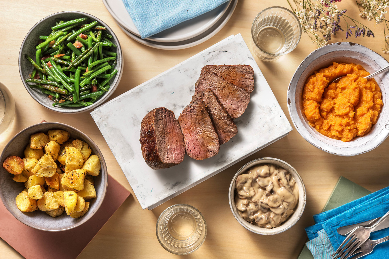 Faux-filet de bœuf, sauce forestière