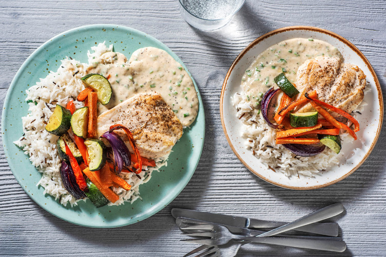 Kycklingfilé med krämig pepparsås