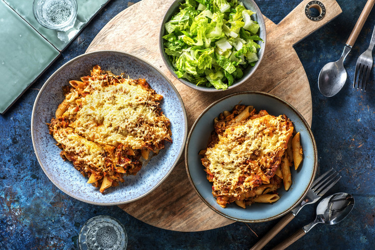 Ugnsbakad pasta bolognese