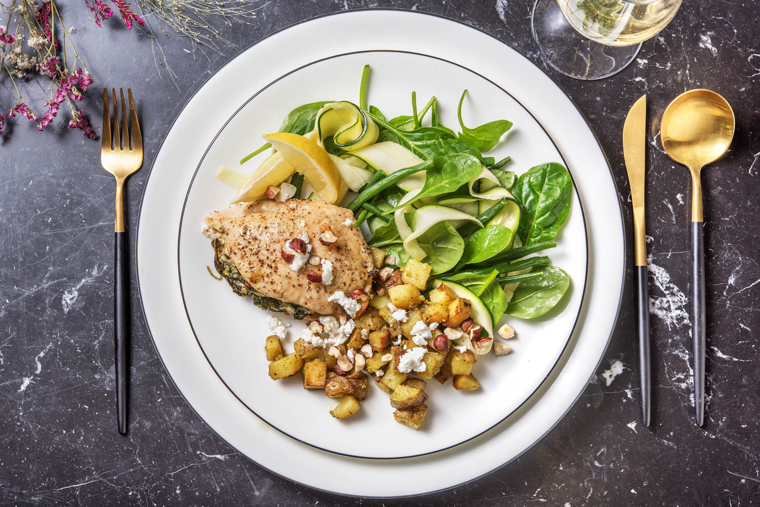 Poulet farci aux épinards et au chèvre