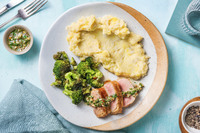 Varkenshaas in spek met aardpeerpuree