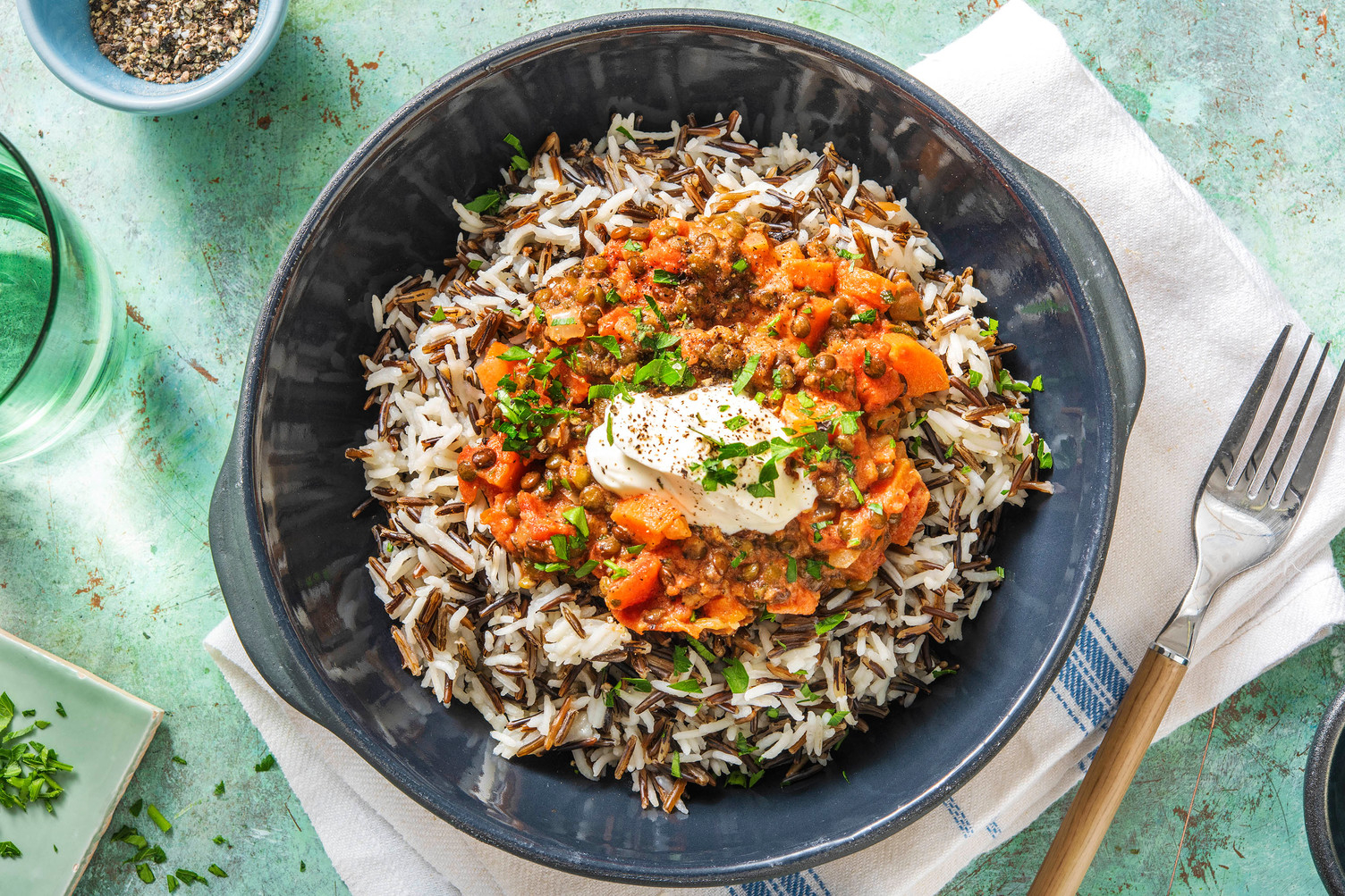 Bolognese på gröna linser