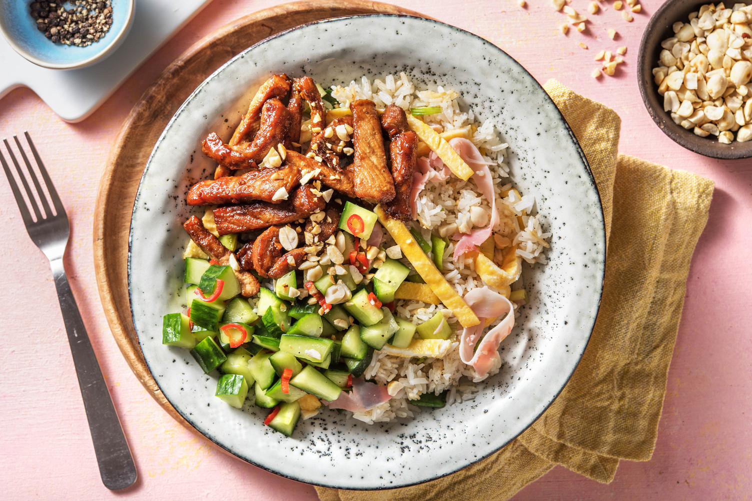 Riz chinois sauté et porc mariné