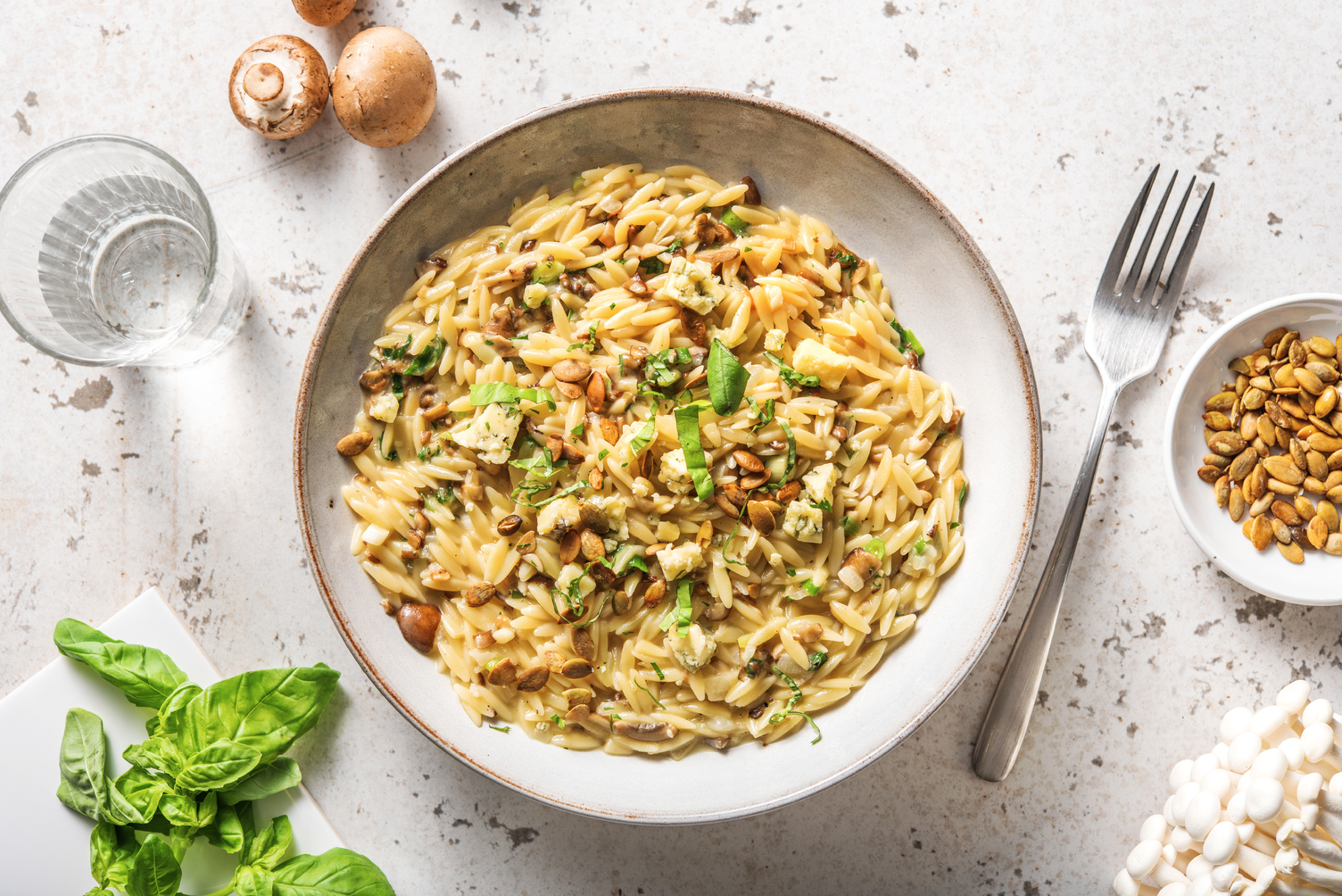 Risotto de orzo con champiñones