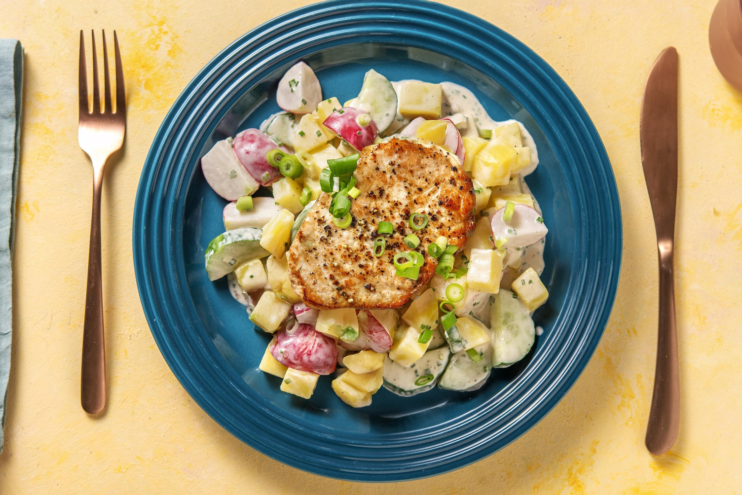 Schweinelachssteaks mit Kartoffelsalat