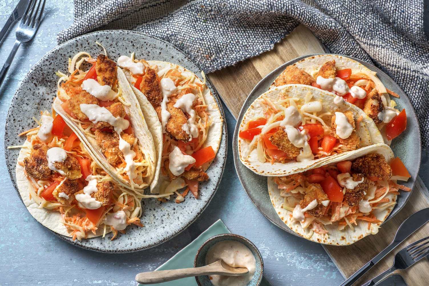 Mini-tortillas au poulet croquant et chutney de mangue
