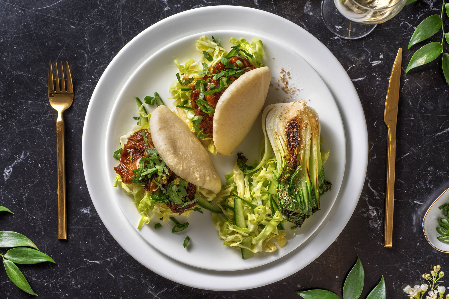 Bao bun met sticky varkenshaas