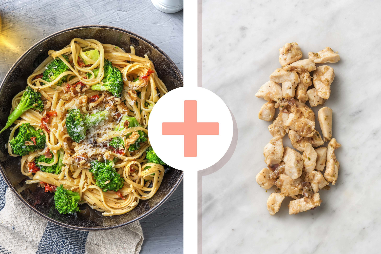 Veggie + protein - Romige linguine met broccoli en kipfiletstukjes