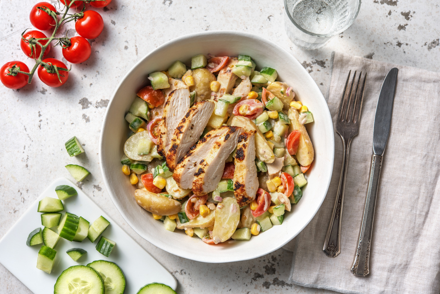 Ensalada de patata con pechuga de pollo