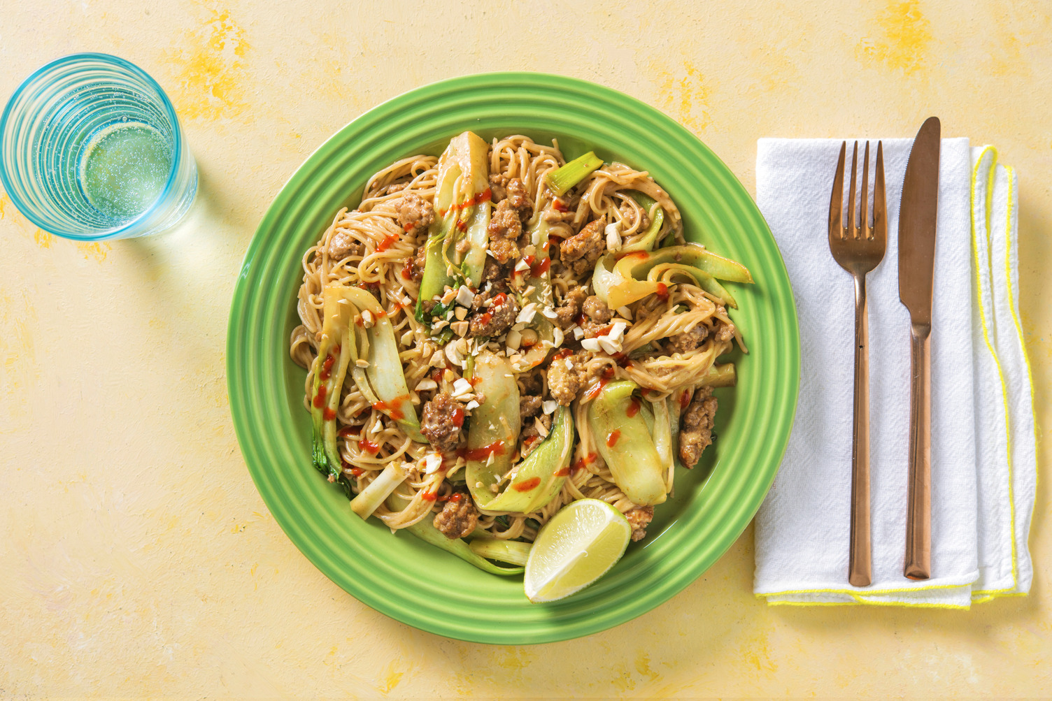 Japanische Udon-Nudeln mit Hackfleisch