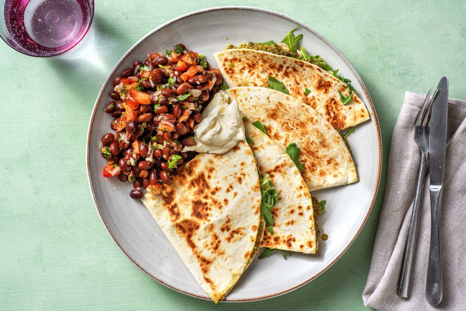 Quesadillas med pesto