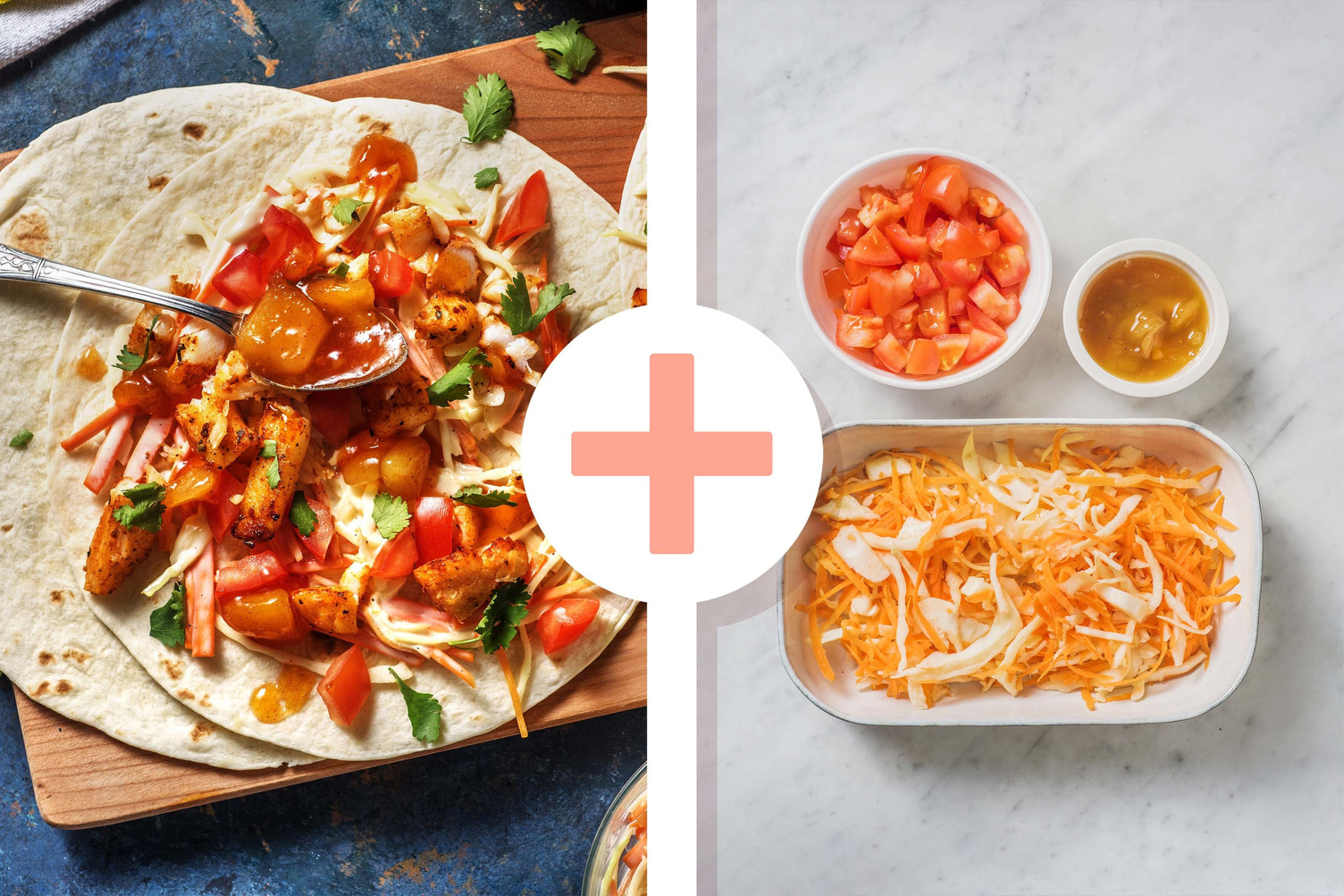 Double veggie - Mexicaanse viswraps met dubbele portie salade en tomaat