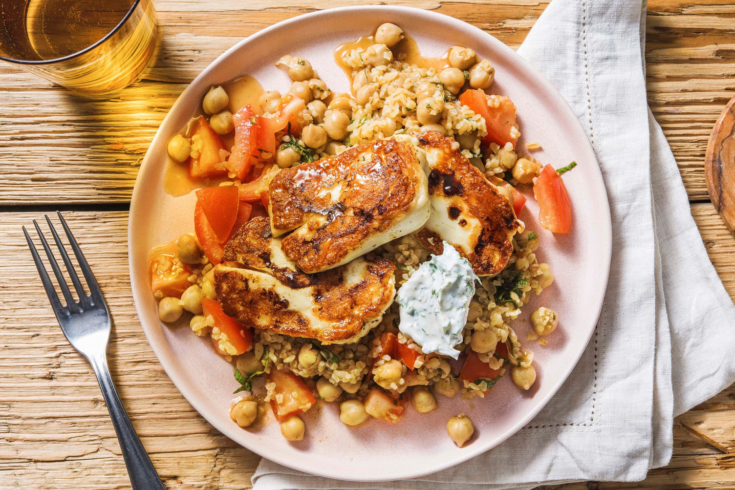 Honeyed Halloumi on Chermoula Tabbouleh