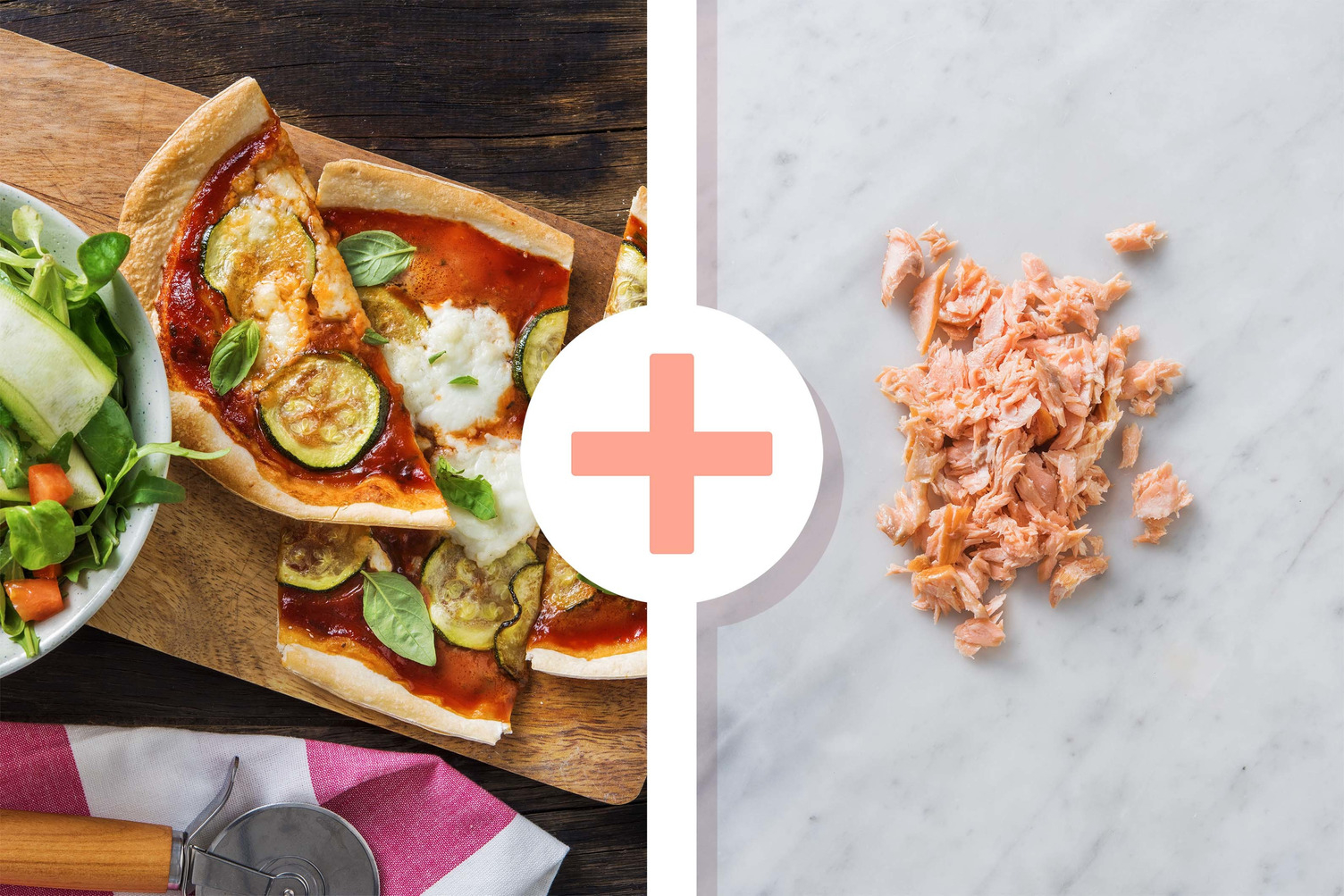 Veggie + protein - Flammkuchen met zalmsnippers als extra