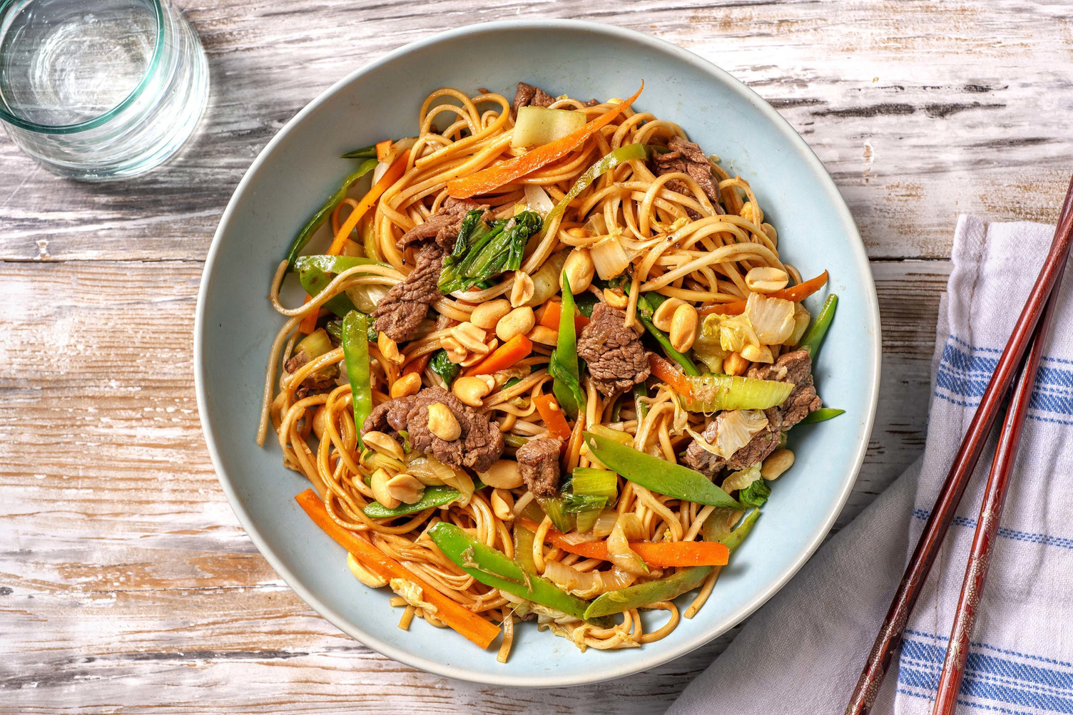 Wok de nouilles sautées au boeuf