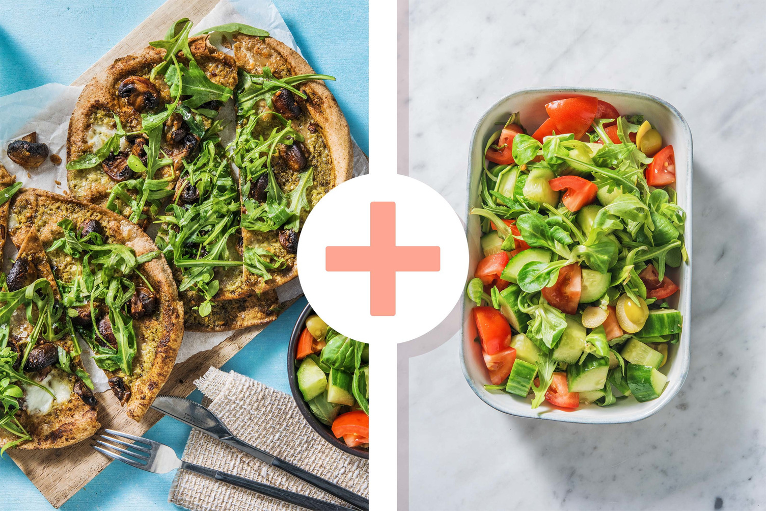 Double veggie - Platbroodpizza met groene pesto