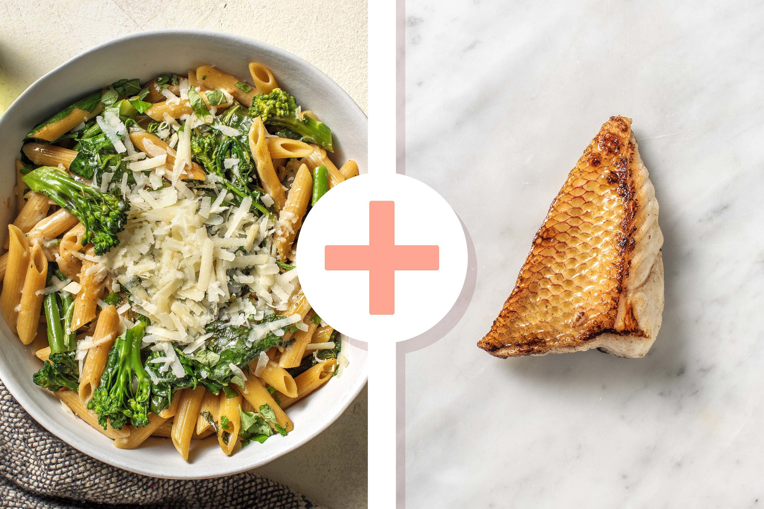 Veggie + protein - Volkoren penne met roodbaarsfilet als extra