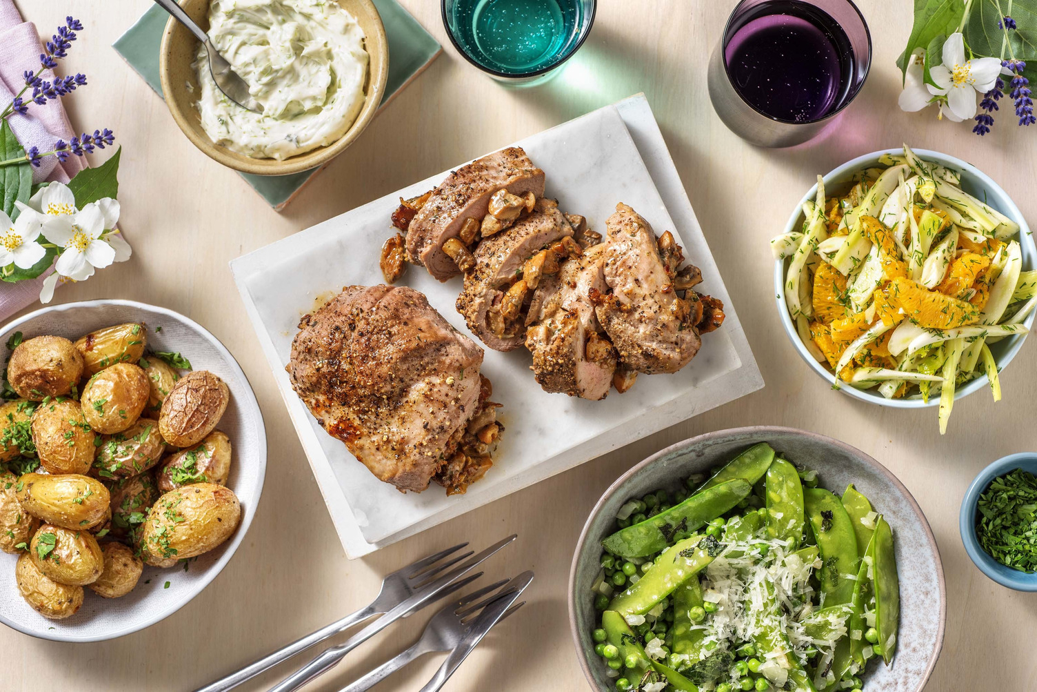 Lomo de porc, lardons et champignons