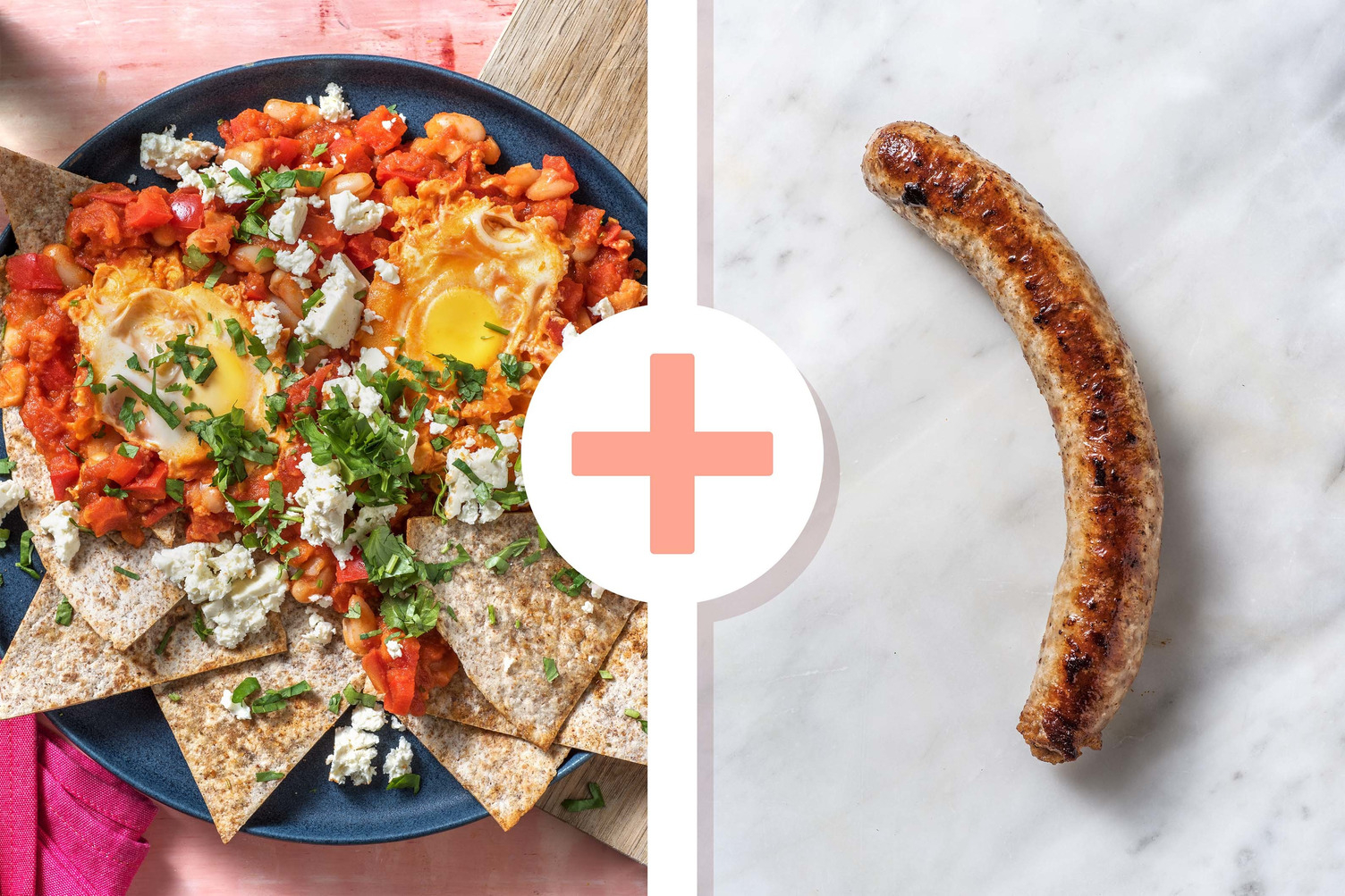 Veggie + protein: Shakshuka met Brandt&Levie varkensworst als extra