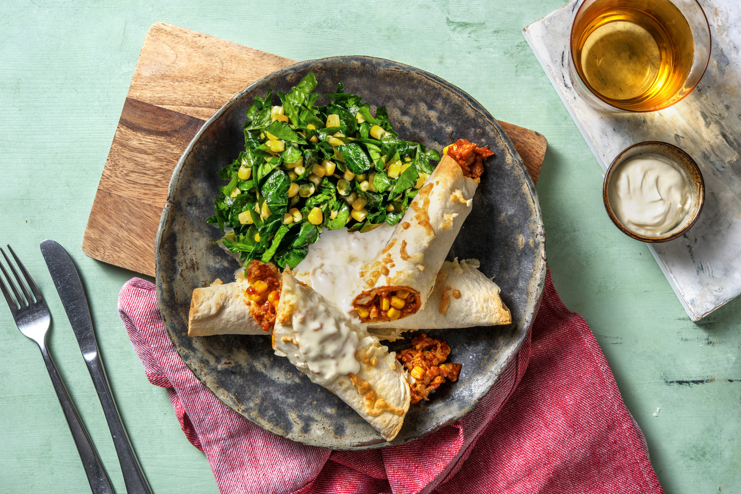 Enchiladas de ternera y maíz