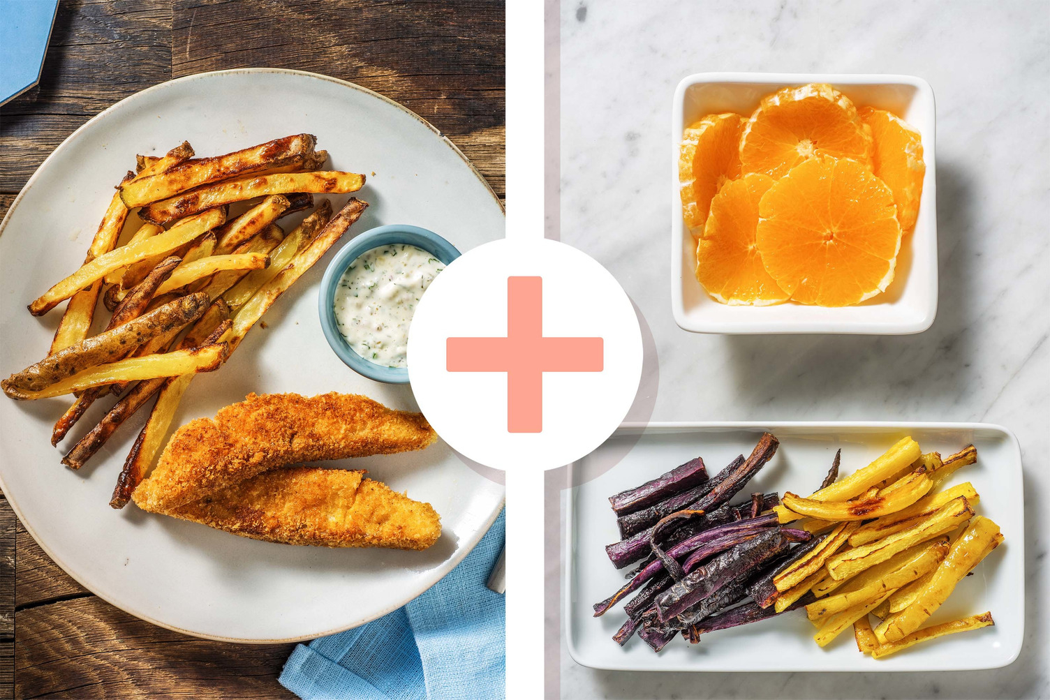 Double veggie - Fish & chips met ravigotesaus en frisse salade