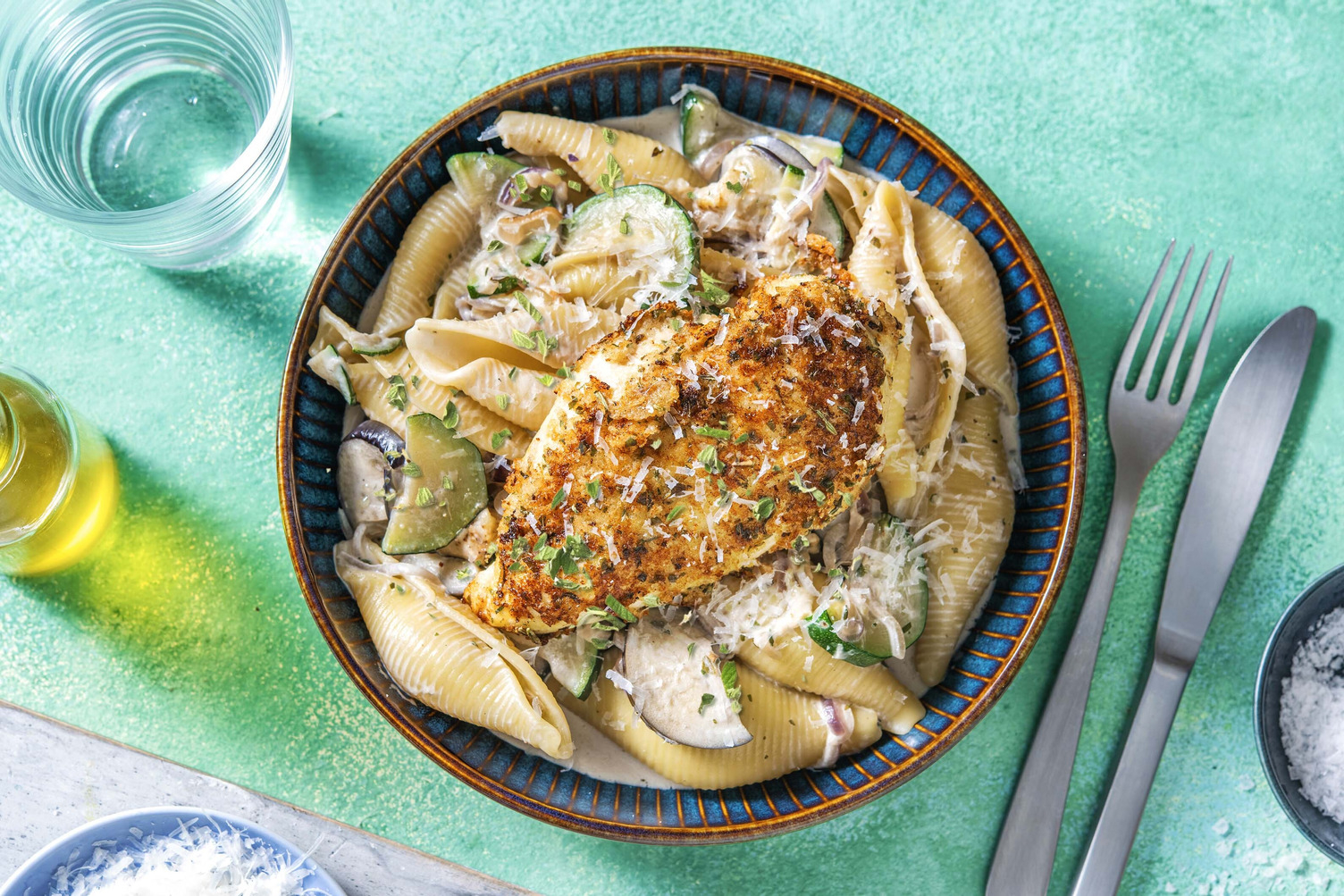 Poulet à la milanaise & conchiglie