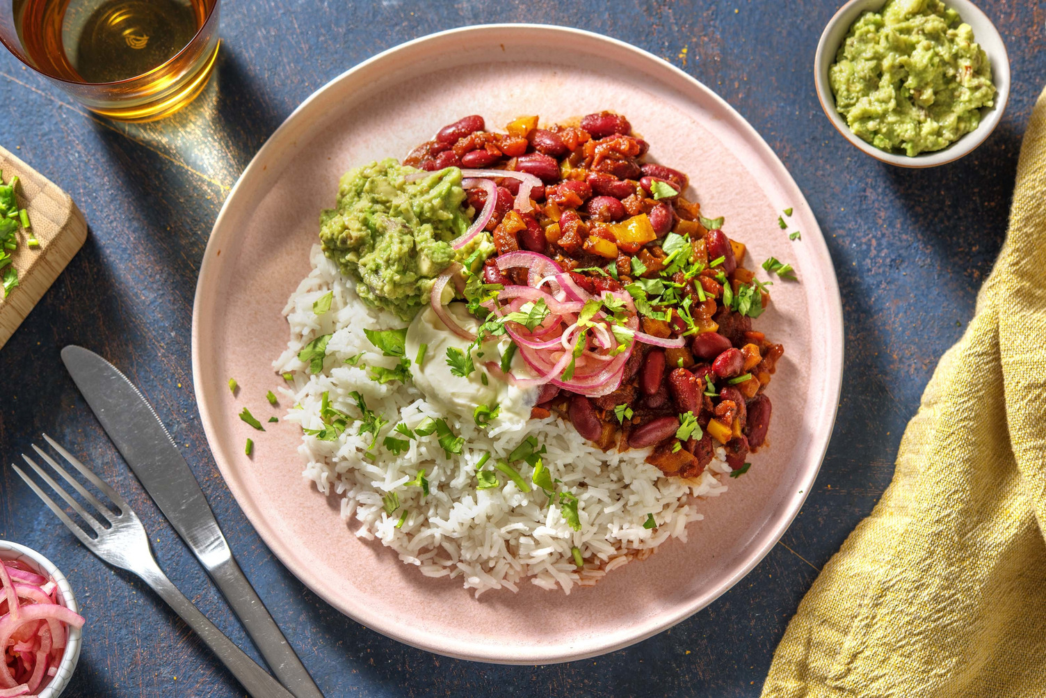 Chili sin carne & guacamole maison