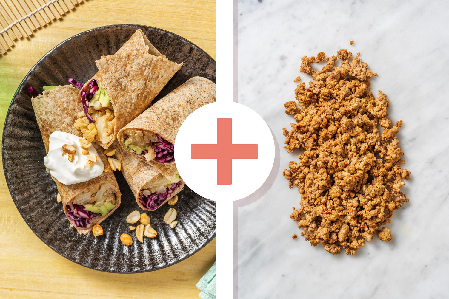 Veggie + protein - Volkoren tortilla's met kalfsgehakt als extra