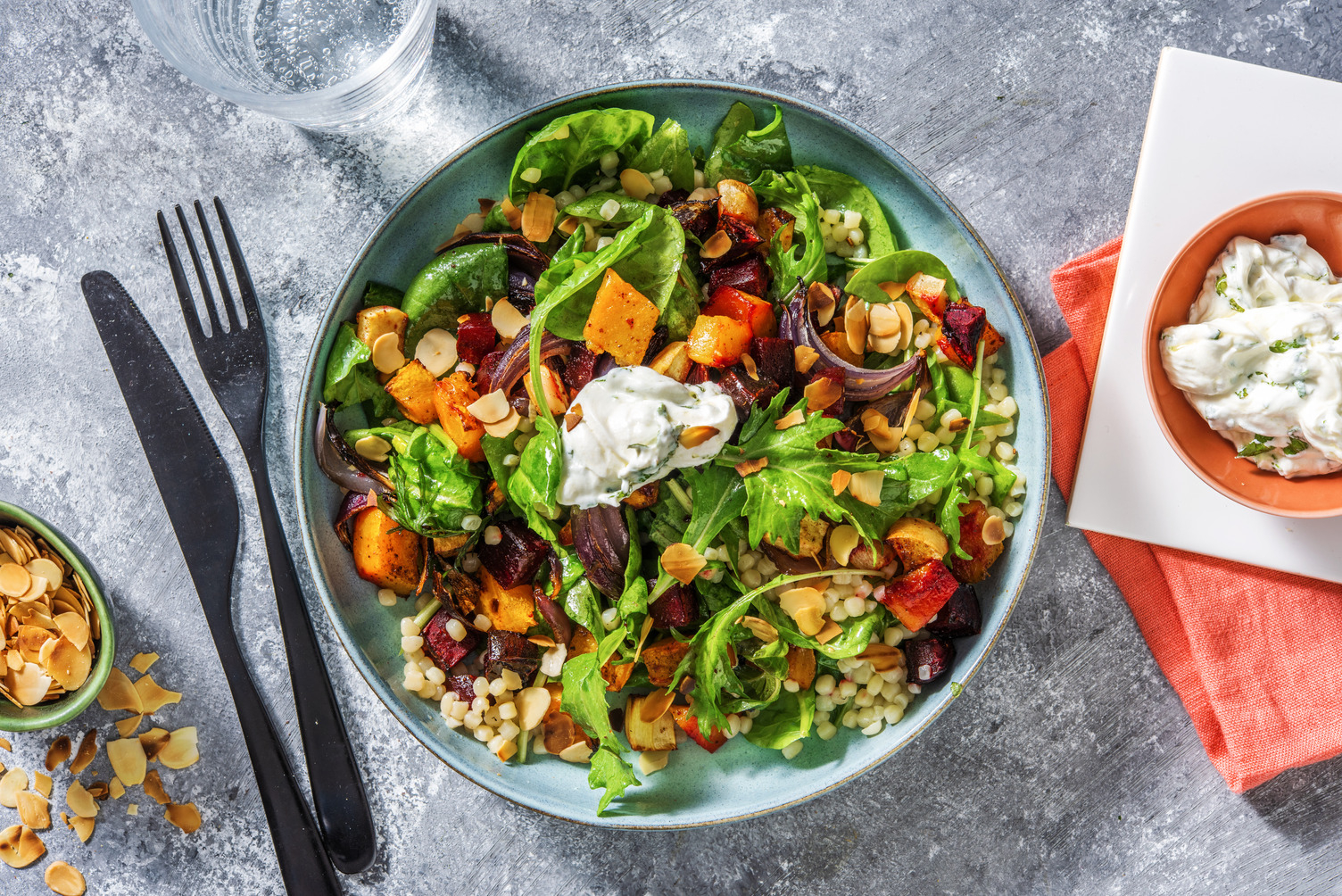 Salade couscous perlé, betterave & potimarron