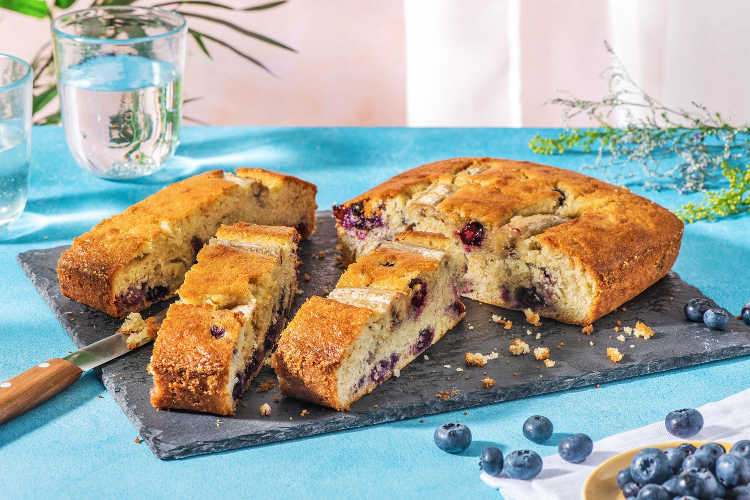 Bananenbrood met blauwe bessen