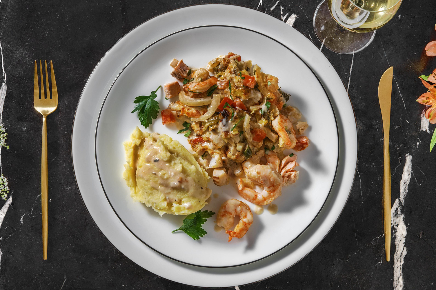 Gratin de poisson & purée de pommes de terre