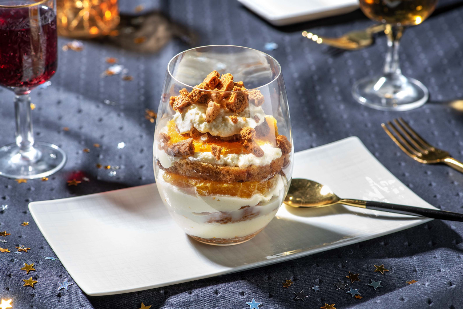 Trifle met sinaasappel en speculaas