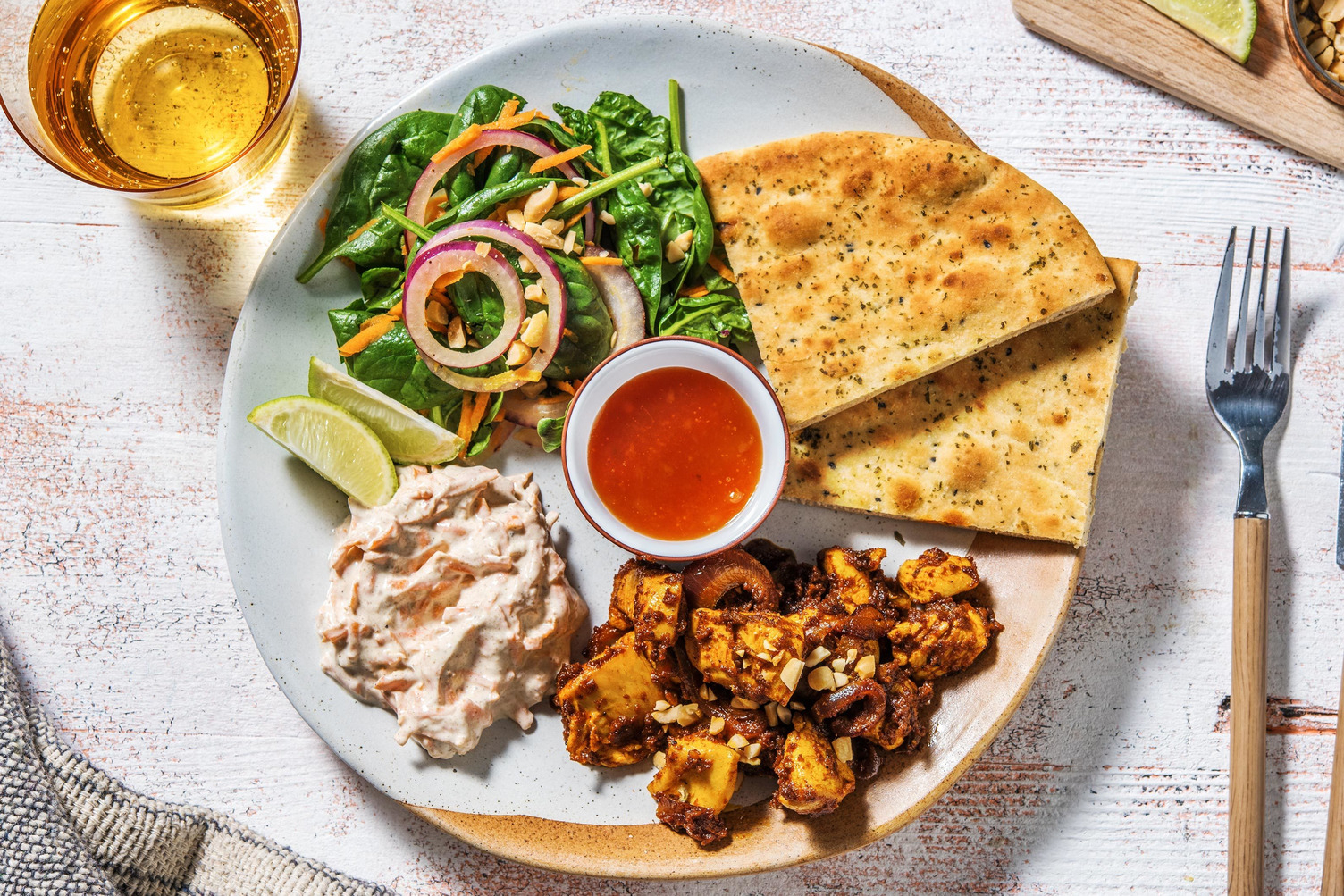 Poulet au garam masala & raita de carottes