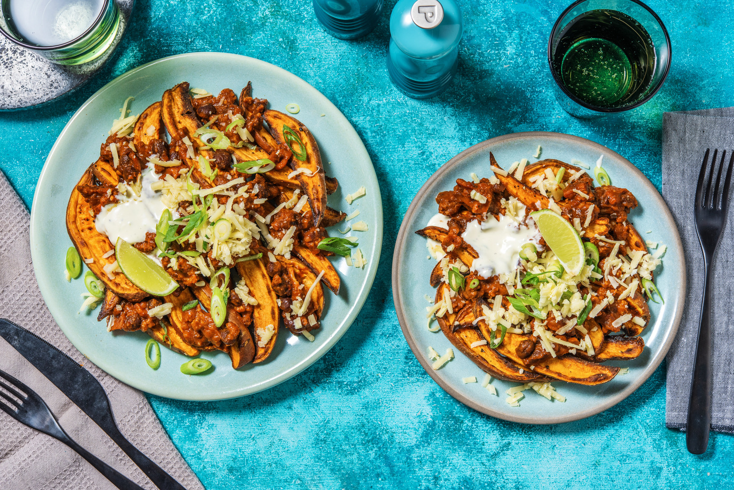 Bean & Beef Loaded Sweet Potato Wedges
