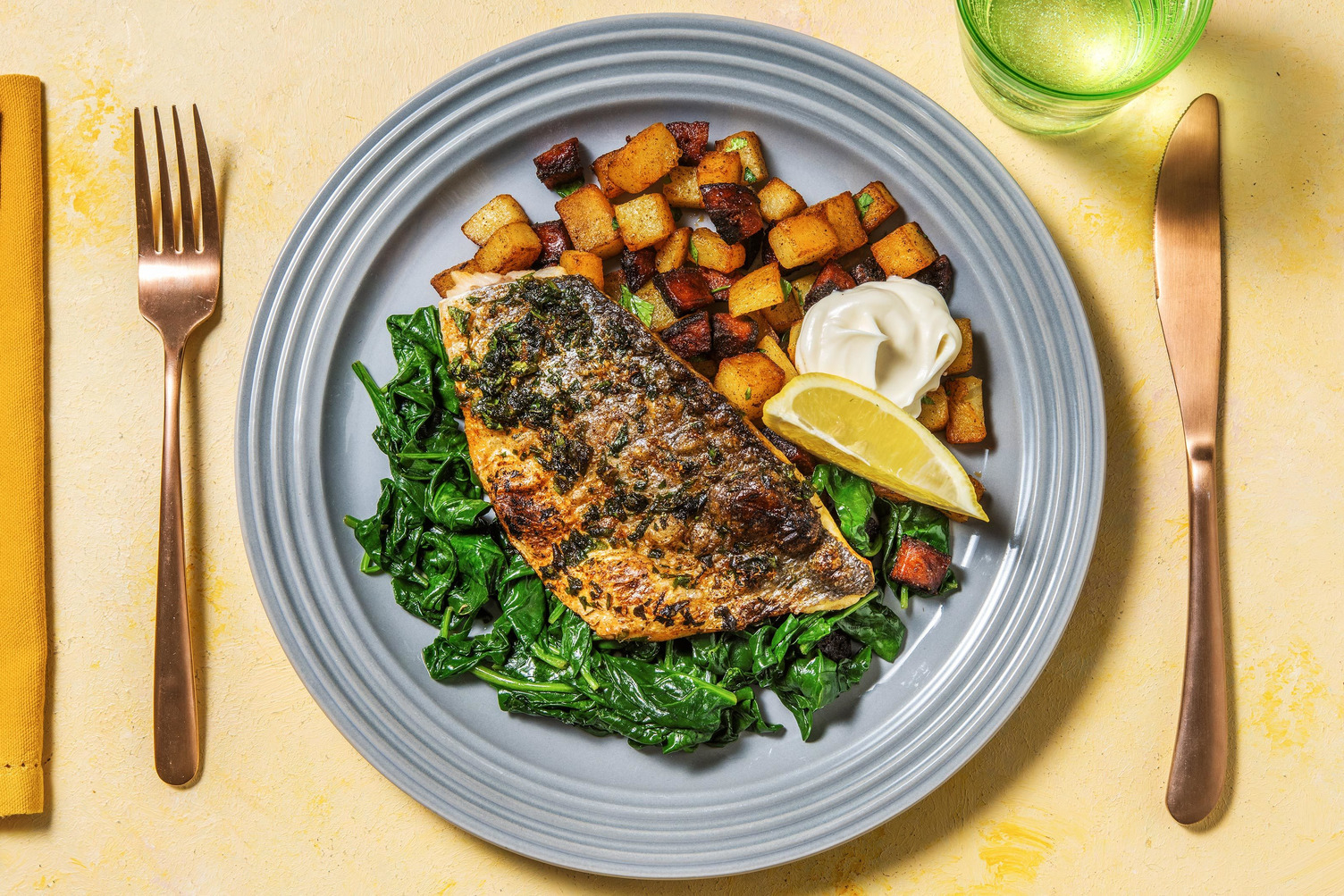 Spanish Style Seabass with Smoky Chorizo Potatoes