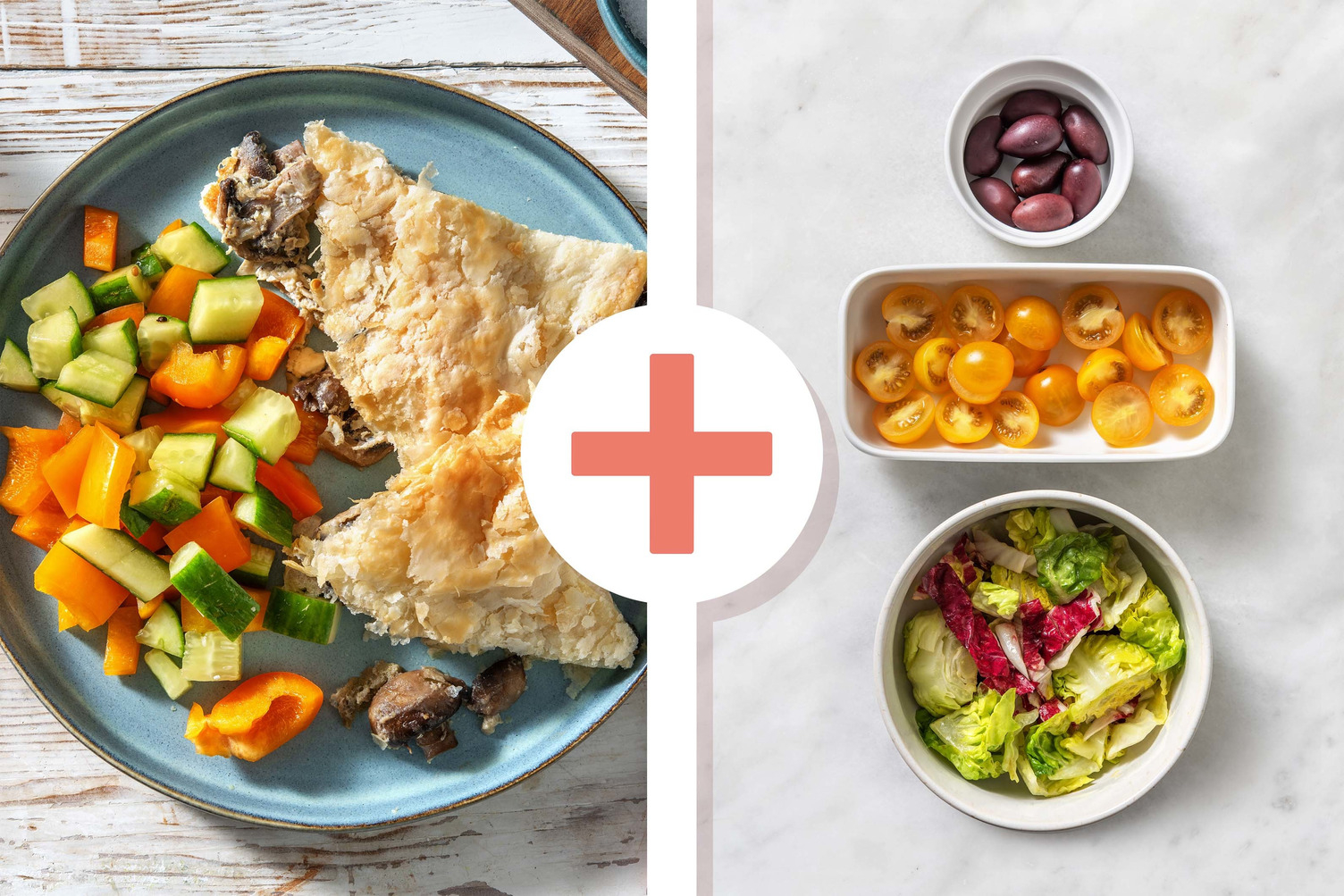 Hartige taart met witte kaas en champignons