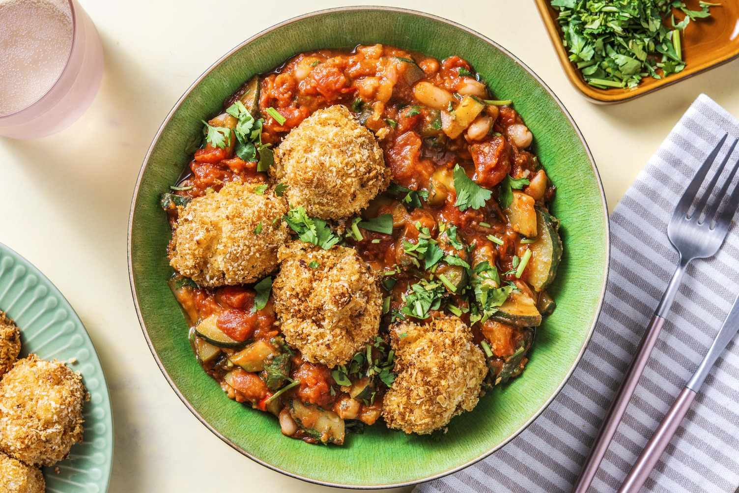 Crispy Chicken Nuggets and Butterbean Stew