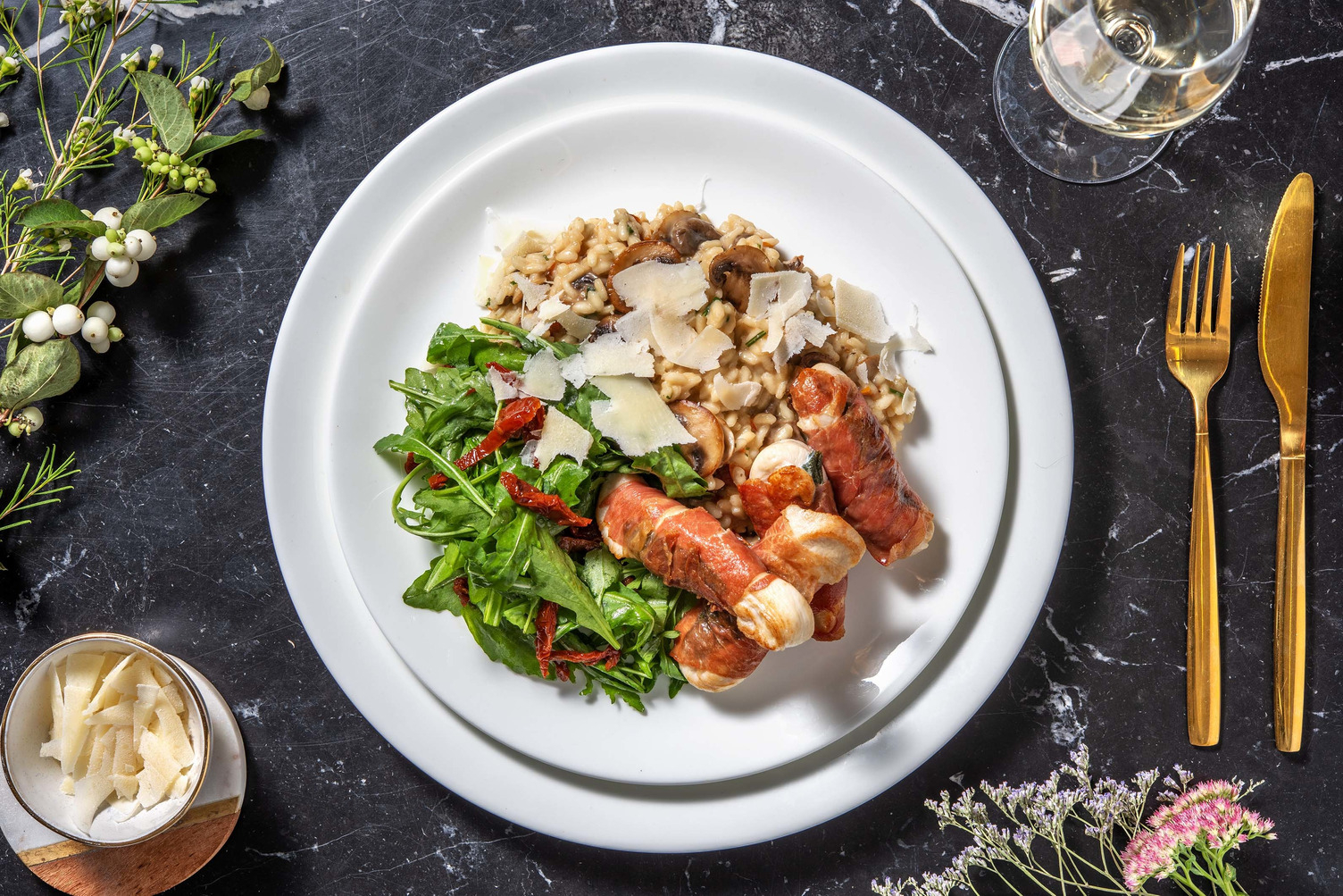 Prosciutto Saltimbocca auf Pilzrisotto